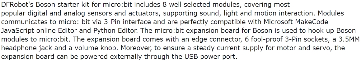 קיט פיתוח לאלקטרוניקה DFROBOT TOY0086 BOSON STARTER KIT MICRO BIT TEXT